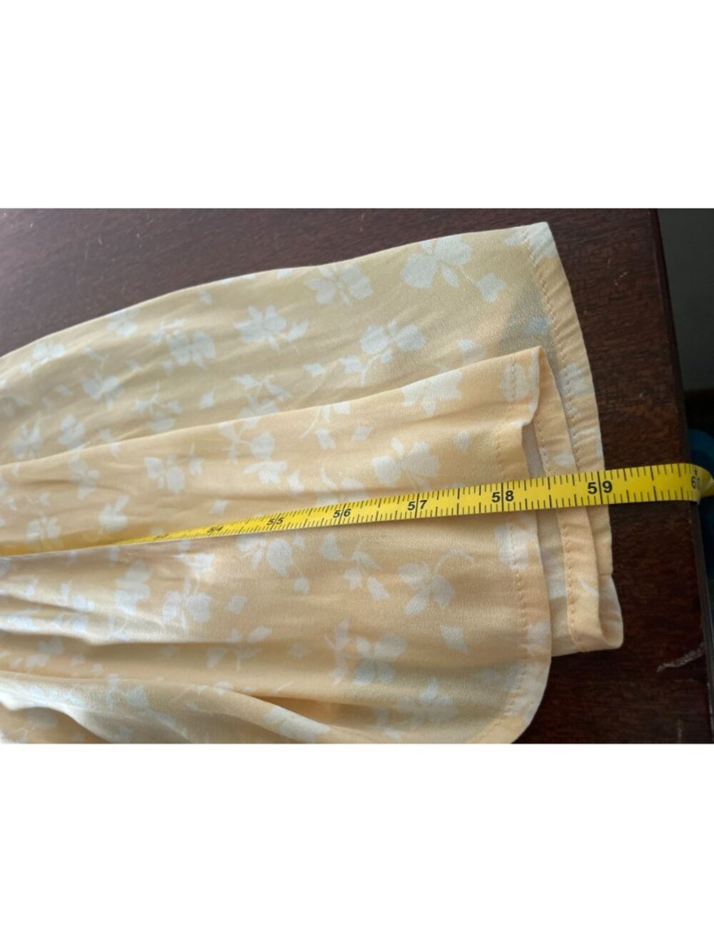 Anthropologie Something Navy Yellow Floral Maxi Dress Lightweight Front Slits Bo - Picture 11 of 16